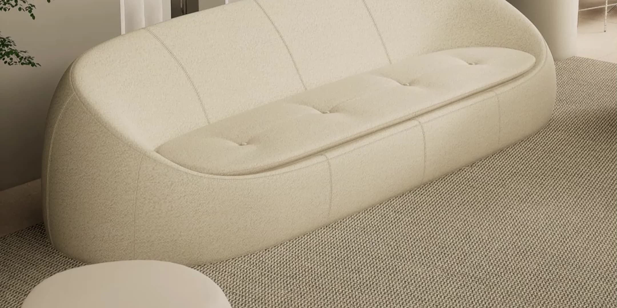 Niso Furniture, 3D render of the collection sofa in a neutral interior set