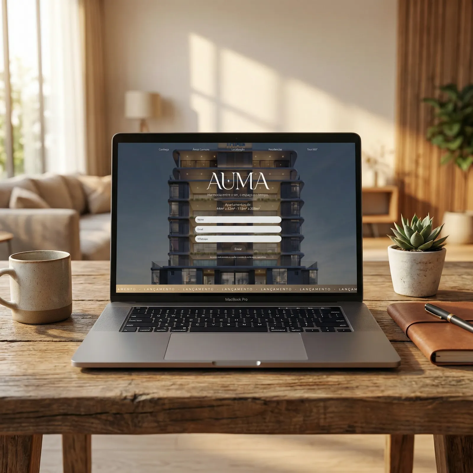 AUMA — Mockup de materiais de identidade visual