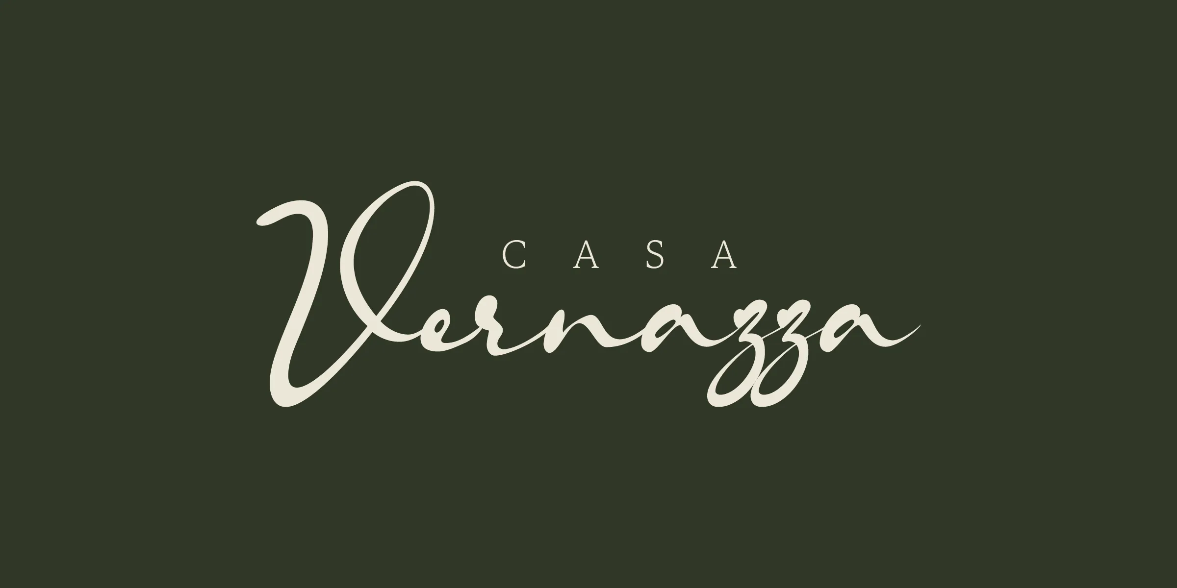 Casa Vernazza, logotipo em script sobre o verde da marca