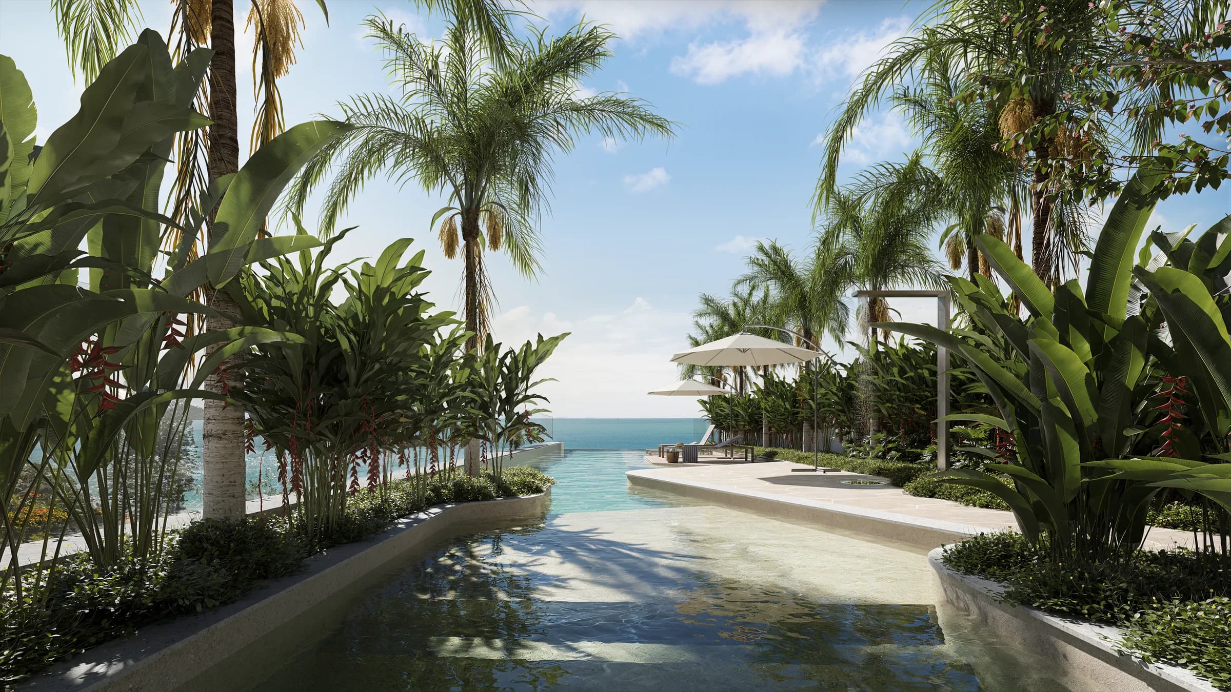 Amaran, Renderização 3D da área de piscina