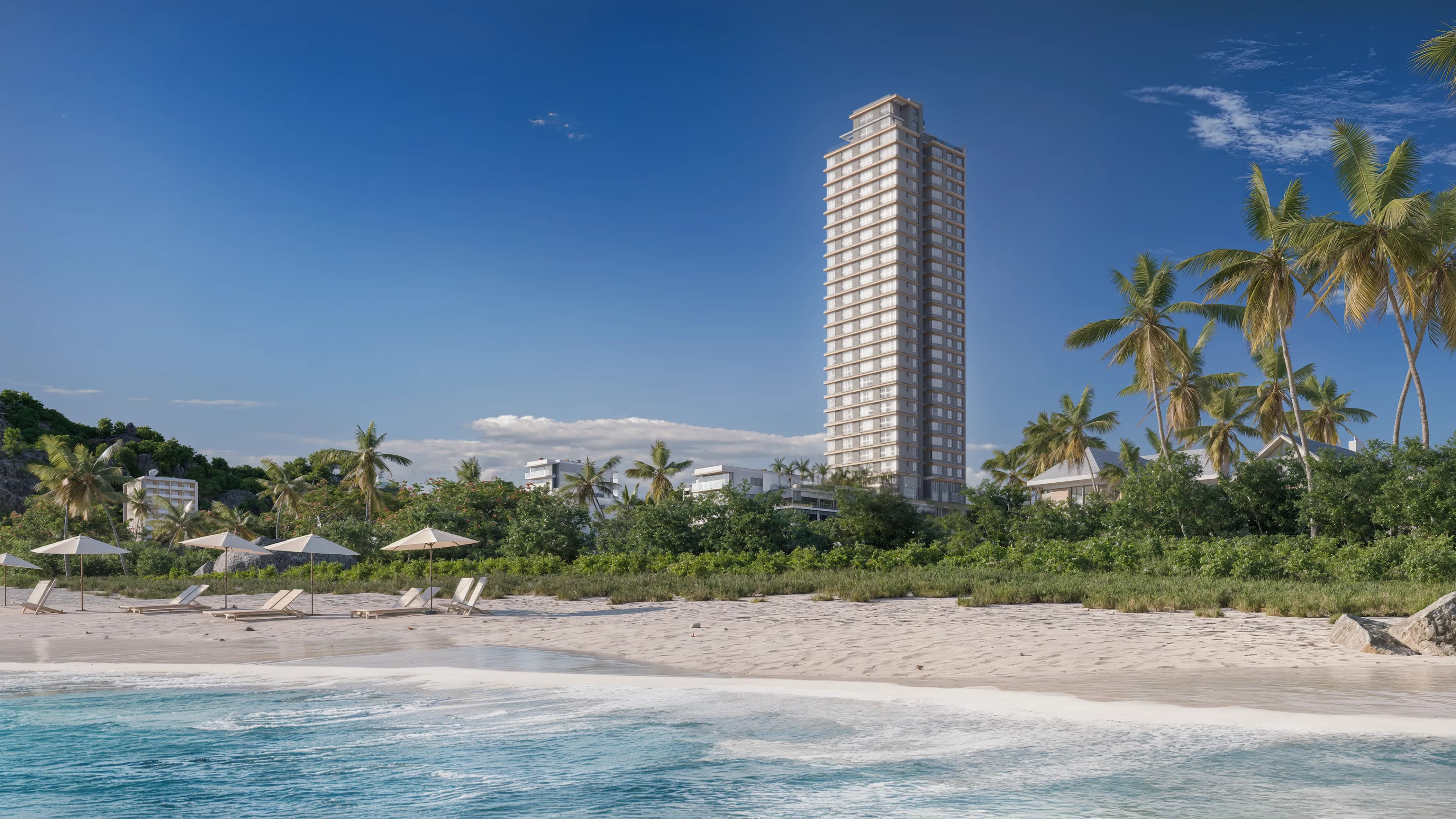 Amaran — Renderização 3D da vista da praia