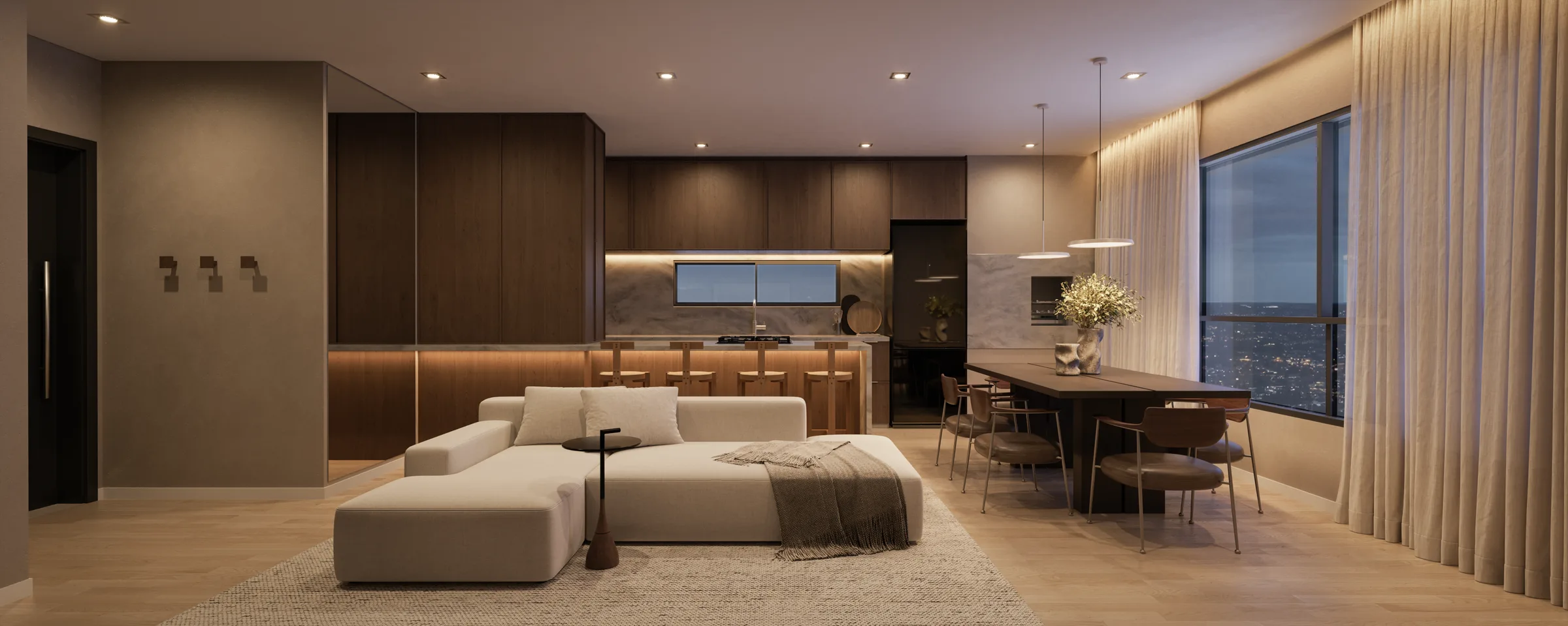 Ares, Renderização 3D do living do apartamento
