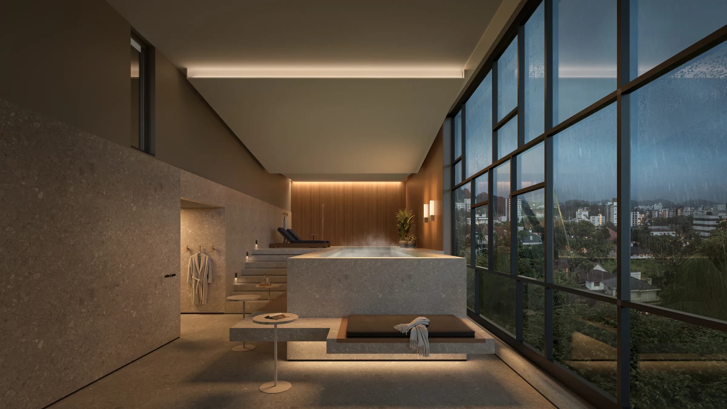 Ares, Renderização 3D da piscina e área de lazer