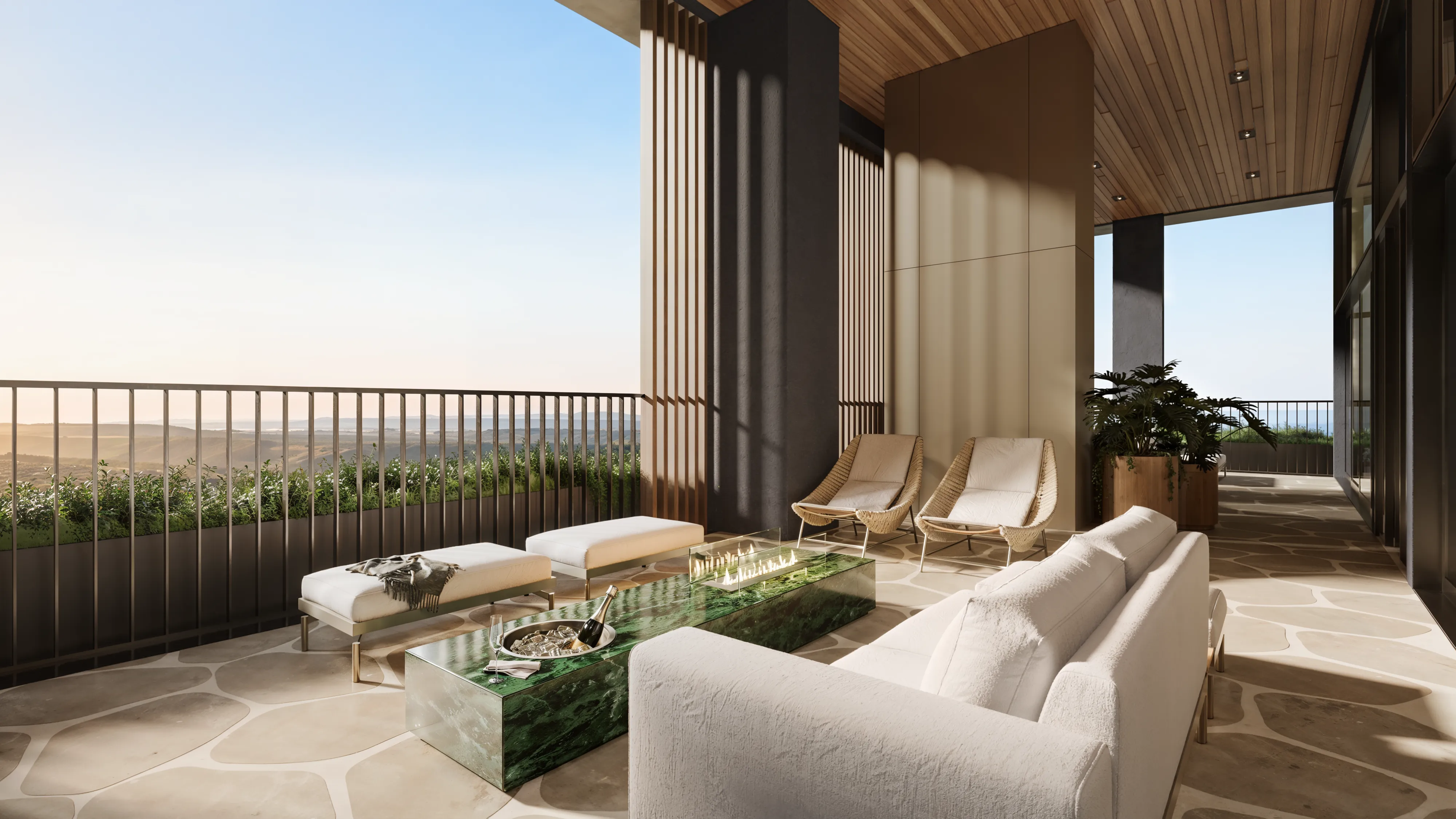 Axis — Renderização 3D do terraço do empreendimento