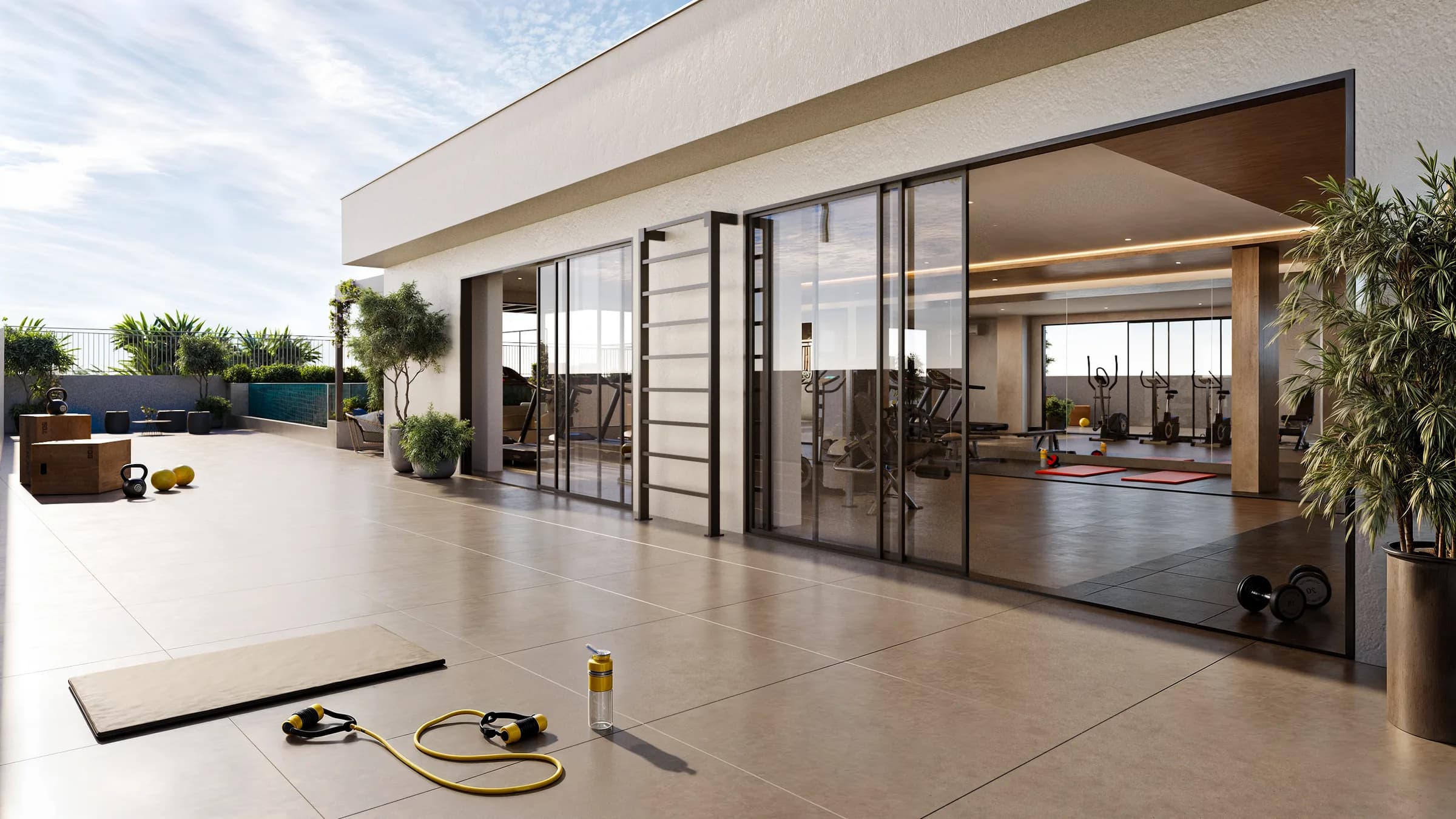 NURA — Renderização 3D do fitness outdoor