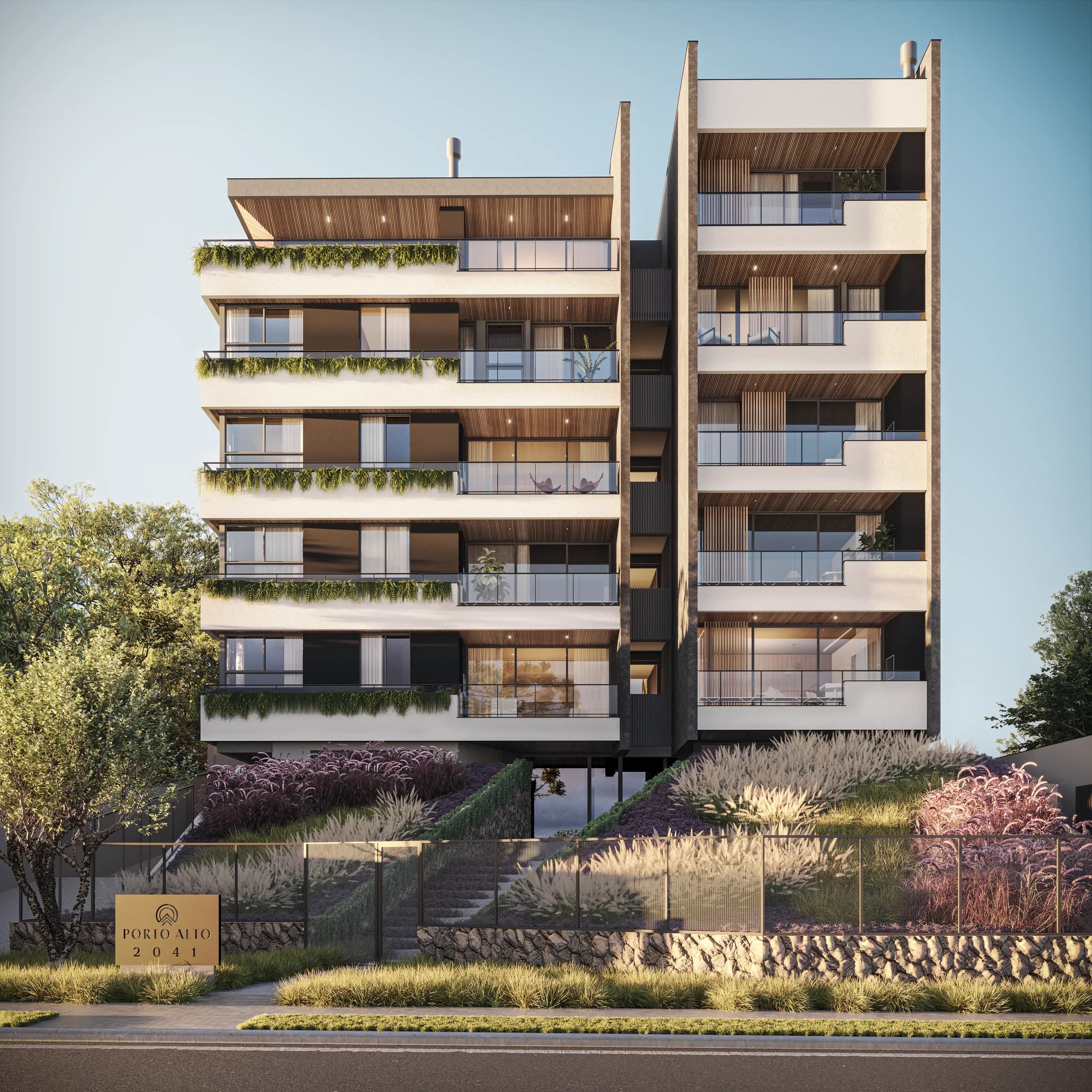 Porto Alto — Renderização 3D da fachada do empreendimento em Curitiba