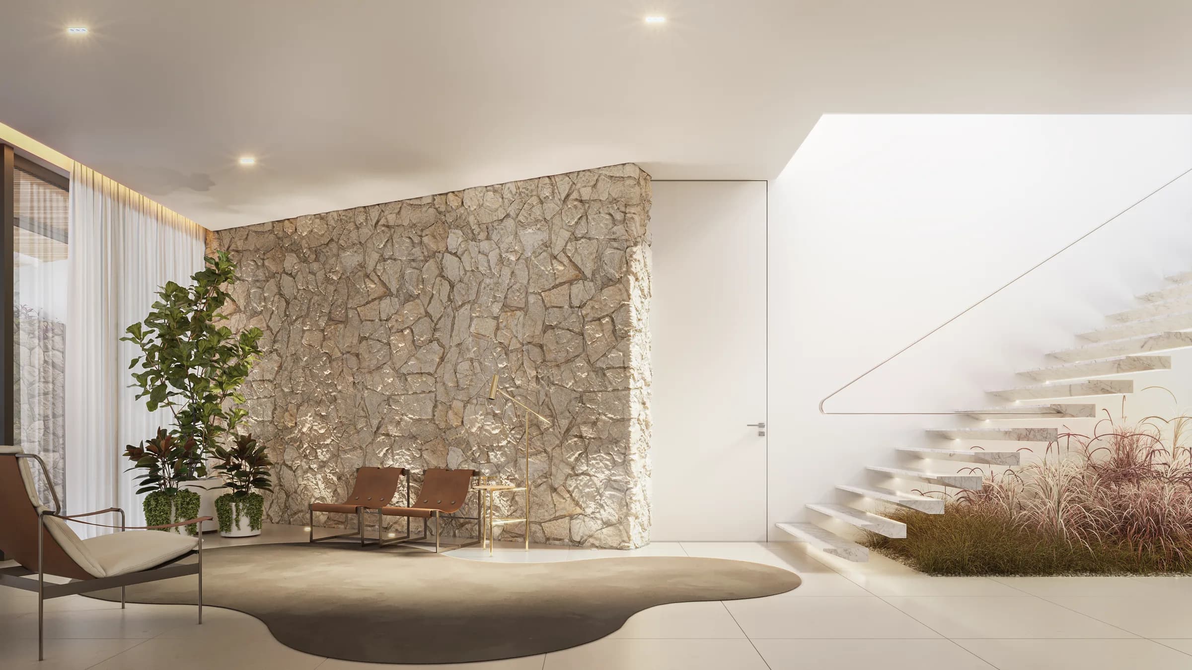 Porto Alto — Renderização 3D do hall de entrada