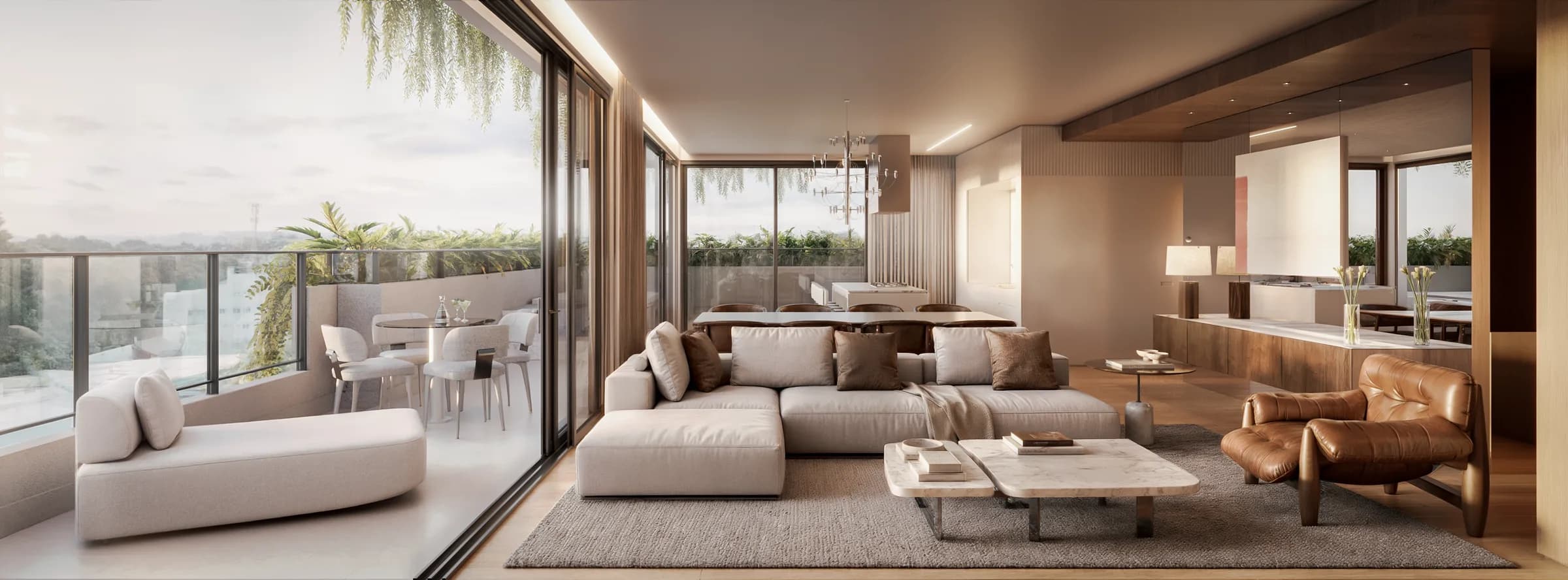 Porto Alto, Renderização 3D do living do apartamento