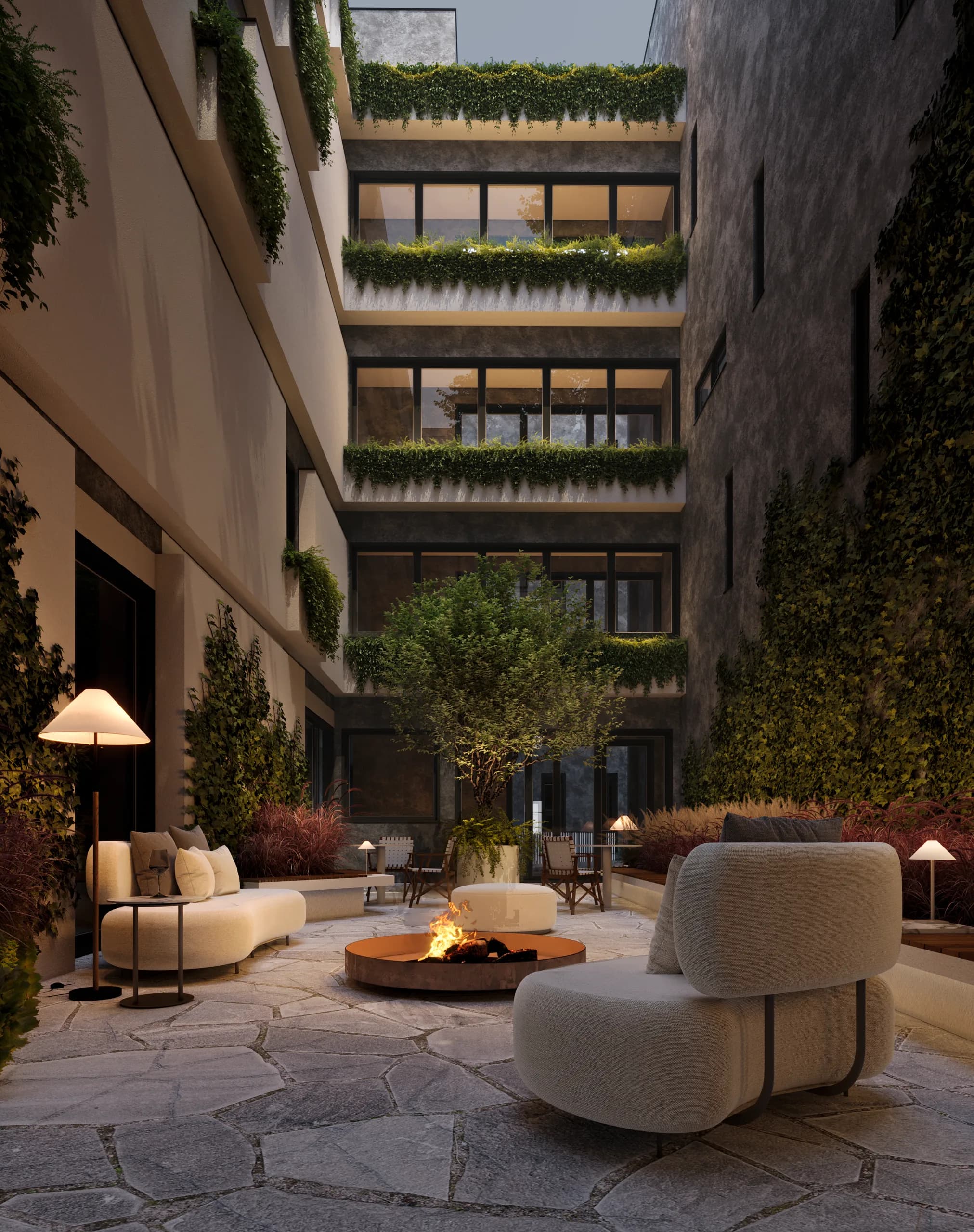 Porto Alto, Renderização 3D do pátio e área de convivência