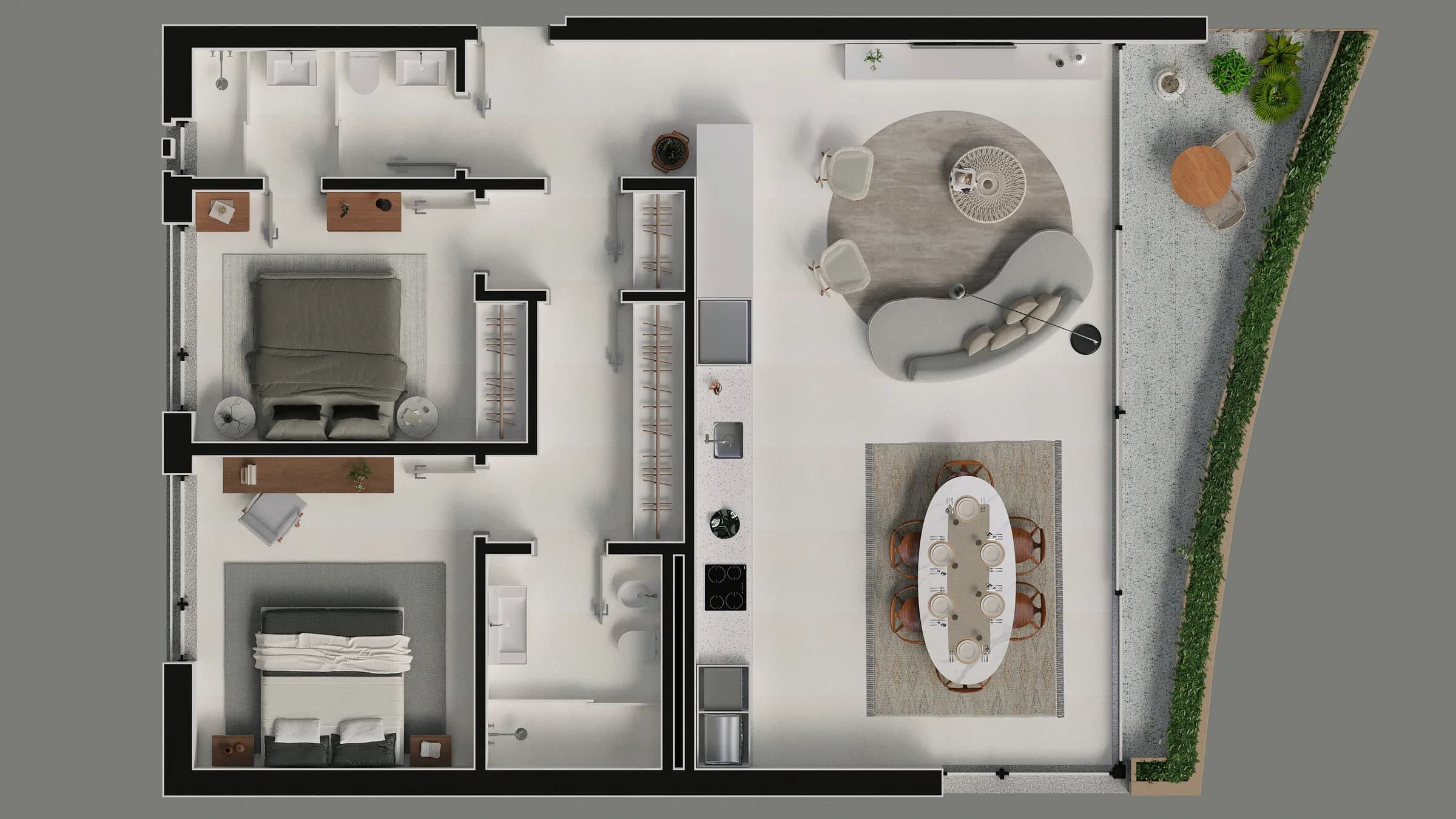 Lumin, planta humanizada de apartamento T2