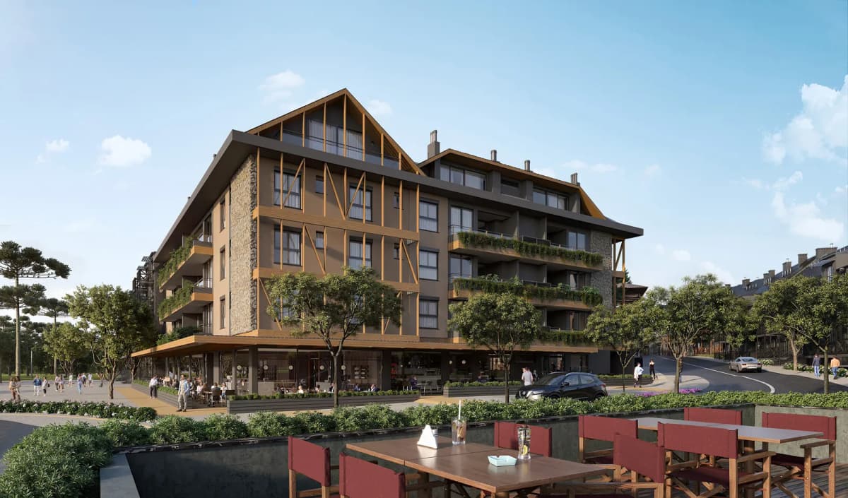 Viplan Terrano — Renderização 3D da fachada do empreendimento