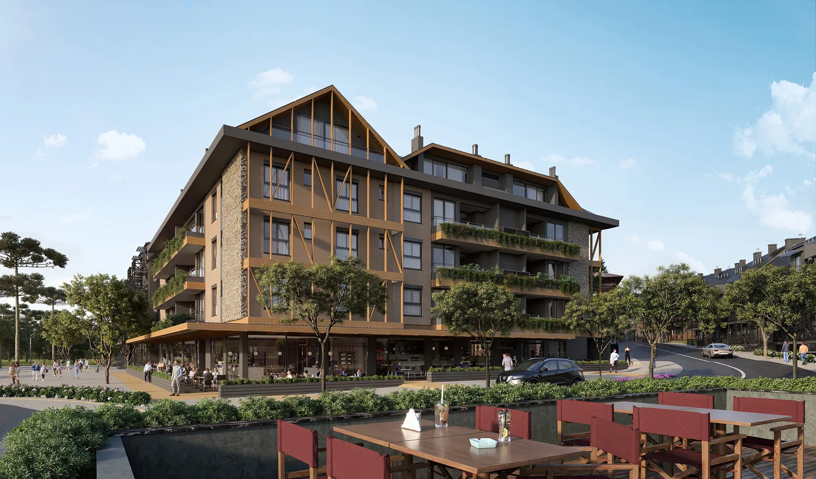 Viplan Terrano — Renderização 3D da fachada do empreendimento